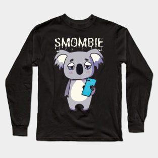 Smombie Coala, Bored Coala With Mobile Phone Long Sleeve T-Shirt